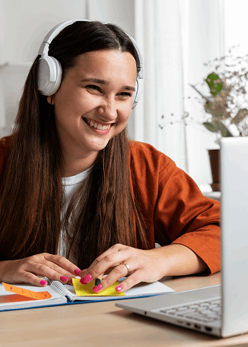 Student with headphones