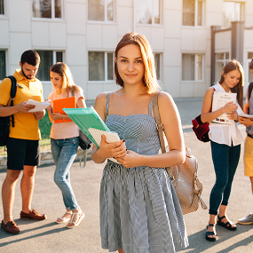 Students with books